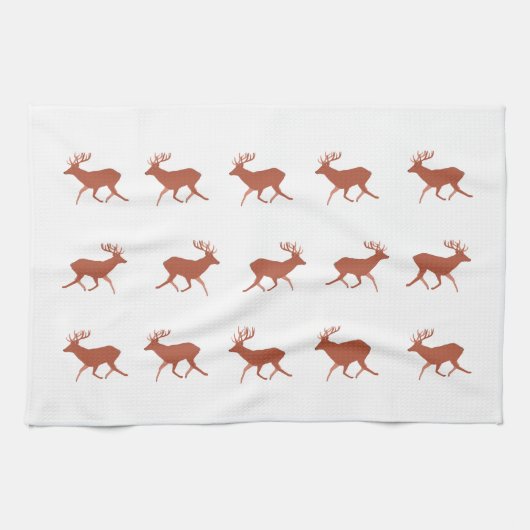 Bruin deer Walking Festive Pattern Theedoek (Horizontaal)