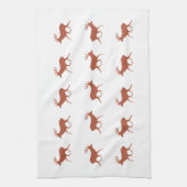 Bruin deer Walking Festive Pattern Theedoek (Verticaal)