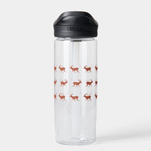 Bruin deer Walking Festive Pattern Waterfles (Achterkant)