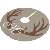 Bruin der Antlers Faux Burlap Monogram Boom Kerstboom Rok (Gekanteld)