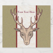 Bruin Der Head Black Etched Face Big Antlers Bier Etiket (Enkel label)