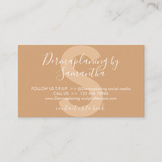 Bruin dermaplaning Nazorg Post Instructies Visitekaartje (Voorkant)