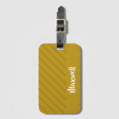 Bruin, diagonaal getextureerd plastic, douanenaam bagagelabel (Voorkant (verticaal))