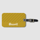 Bruin, diagonaal getextureerd plastic, douanenaam bagagelabel (Voorkant (horizontaal))