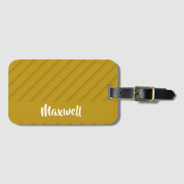 Bruin, diagonaal getextureerd plastic, douanenaam bagagelabel