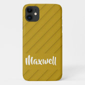 Bruin, diagonaal getextureerd plastic, douanenaam Case-Mate iPhone case (Achterkant)