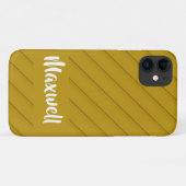 Bruin, diagonaal getextureerd plastic, douanenaam Case-Mate iPhone case (Achterkant (horizontaal))