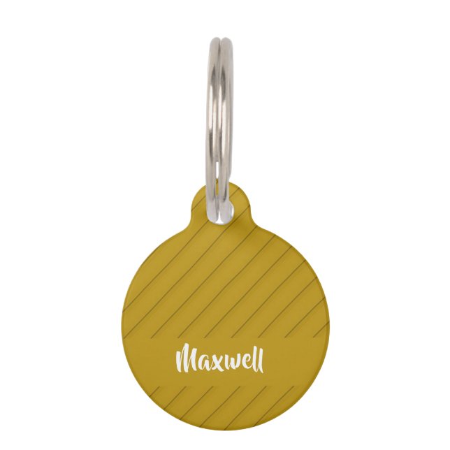 Bruin, diagonaal getextureerd plastic, douanenaam huisdierpenning (Voorkant)