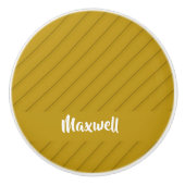 Bruin, diagonaal getextureerd plastic, douanenaam keramische knop (Voorkant)