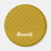 Bruin, diagonaal getextureerd plastic, douanenaam magneet (Voorkant)