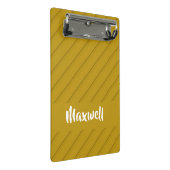 Bruin, diagonaal getextureerd plastic, douanenaam mini klembord (Schuin)