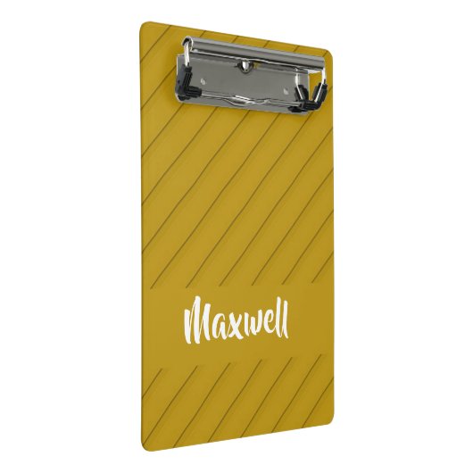 Bruin, diagonaal getextureerd plastic, douanenaam mini klembord (Schuin)