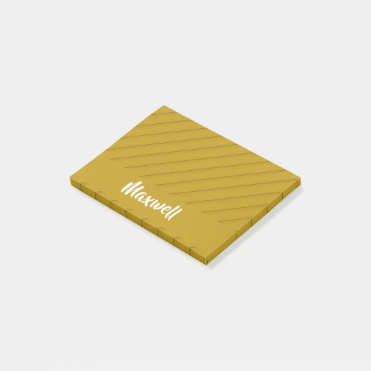 Bruin, diagonaal getextureerd plastic, douanenaam post-it® notes (Schuin)