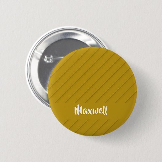 Bruin, diagonaal getextureerd plastic, douanenaam ronde button 5,7 cm (Voorkant /achterkant)