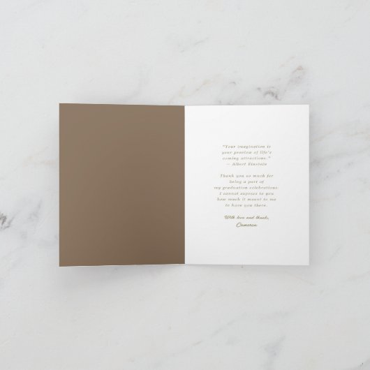 Bruin diagonale strepen Foto modern Afstuderen Bedankkaart (Binnen)