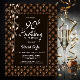 Bruin Diamanten Patroon 90ste Verjaardagsfeest Kaart