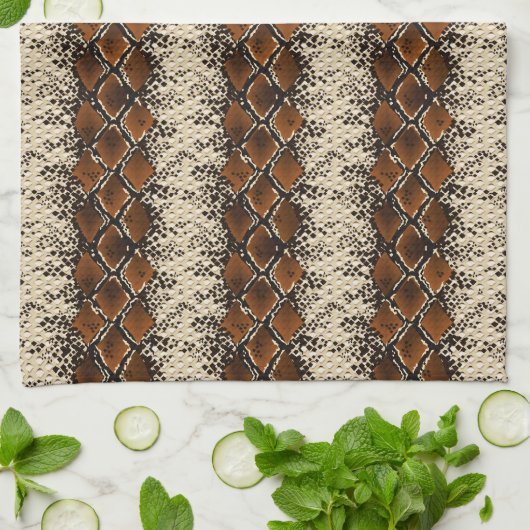 Bruin Diamonds Snake Skin Pattern Theedoek (Gevouwen)