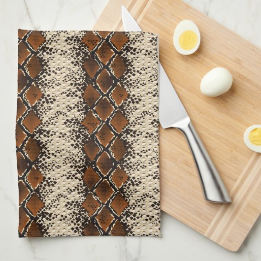 Bruin Diamonds Snake Skin Pattern Theedoek (Quarter Fold)