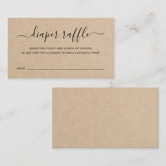 Bruin diaper Raffle Geslacht Neutraal Baby shower Informatiekaartje (Voorkant / Achterkant)