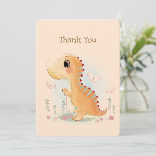 Bruin Dinosaur Theme Bedankkaart (Staand voorkant)