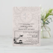 Bruin Dominicaanse Republiek Paspoort bruiloft Kaart (Staand voorkant)