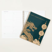 Bruin Donkerblauw Graphic Dragon Chinees Nieuwjaar Planner (Display)