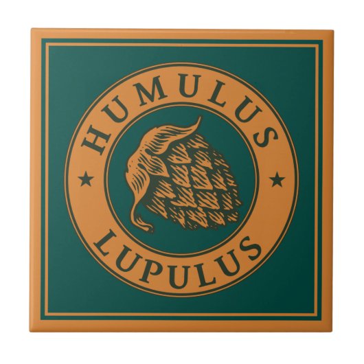  bruin donkergroen hopbier kunststijl tegeltje (Voorkant)