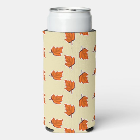 Bruin droog blad patroon tan seltzer blikjeskoeler (Seltzer Achterkant)