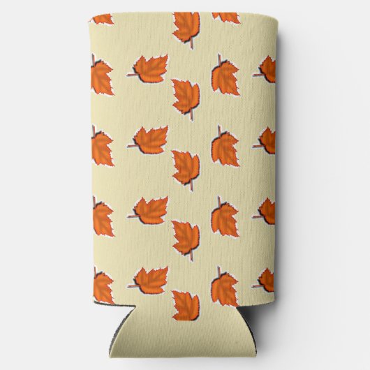 Bruin droog blad patroon tan seltzer blikjeskoeler (Achterkant)