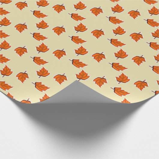 Bruin droog bladpatroon cadeaupapier (Hoek)