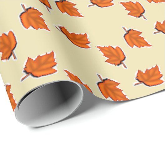 Bruin droog bladpatroon cadeaupapier (Rol Hoek)