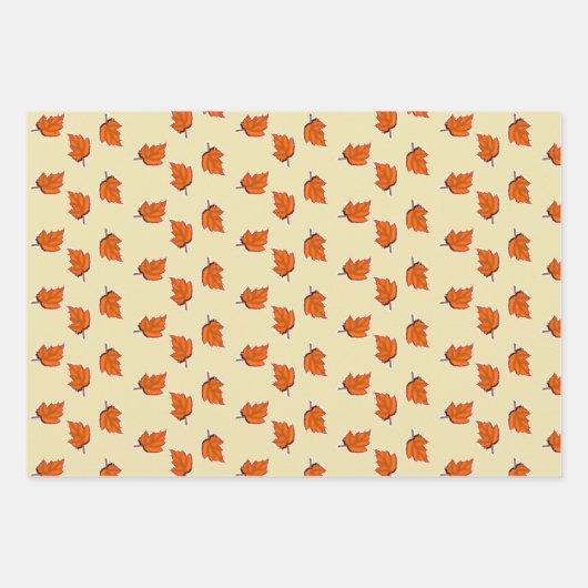 Bruin droog bladpatroon inpakpapier vel (Voorkant 3)