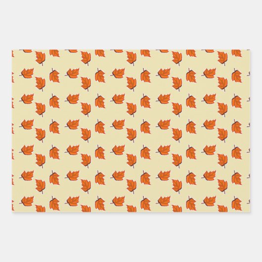 Bruin droog bladpatroon inpakpapier vel (Voorkant)