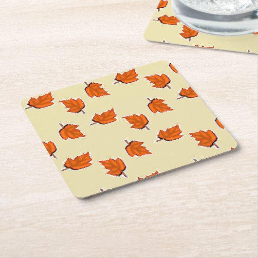 Bruin droog bladpatroon kartonnen onderzetters (Schuin)