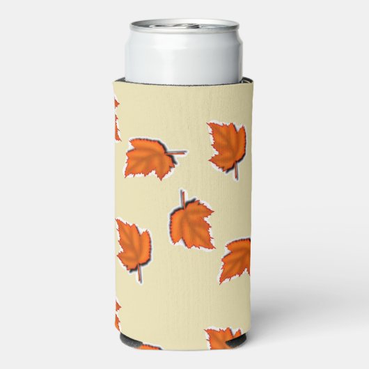 Bruin droog bladpatroon seltzer blikjeskoeler (Seltzer Achterkant)