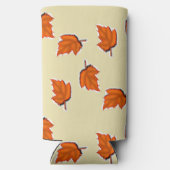 Bruin droog bladpatroon seltzer blikjeskoeler (Achterkant)