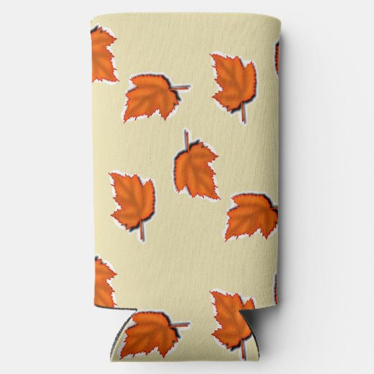 Bruin droog bladpatroon seltzer blikjeskoeler (Achterkant)