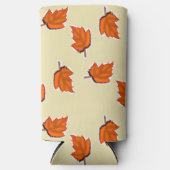 Bruin droog bladpatroon seltzer blikjeskoeler (Voorkant)