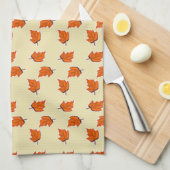 Bruin droog bladpatroon theedoek (Quarter Fold)