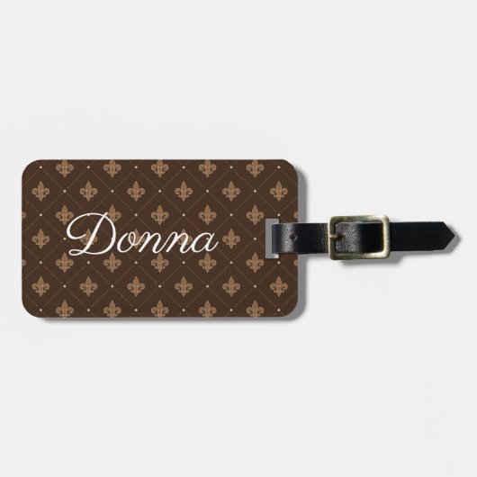 Bruin duitse duitse valkenpatroon met naam bagagelabel (Voorkant horizontaal)