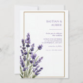 Bruin Dun Frame Paarse Lavendel Tak Trouwfeest Kaart (Voorkant)