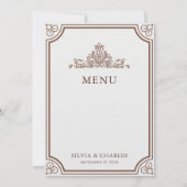 Bruin & Ecru Classic Script Bruiloft Menu Kaart (Achterkant)