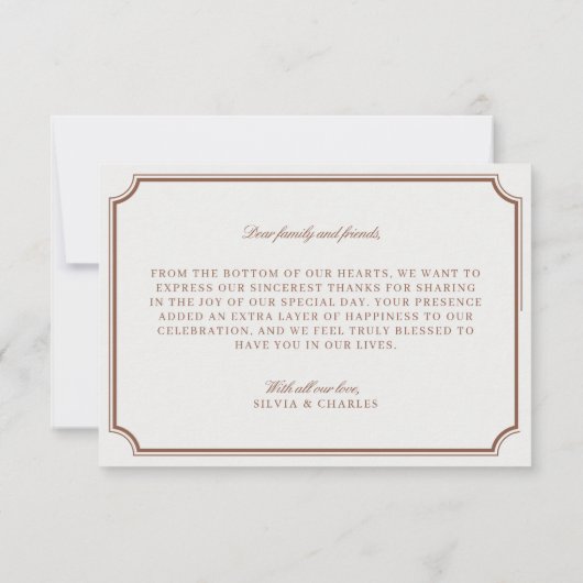  bruin & ecru trouwfoto dank u kaart (Achterkant)