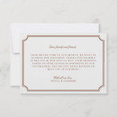 bruin & ecru trouwfoto dank u kaart (Achterkant)