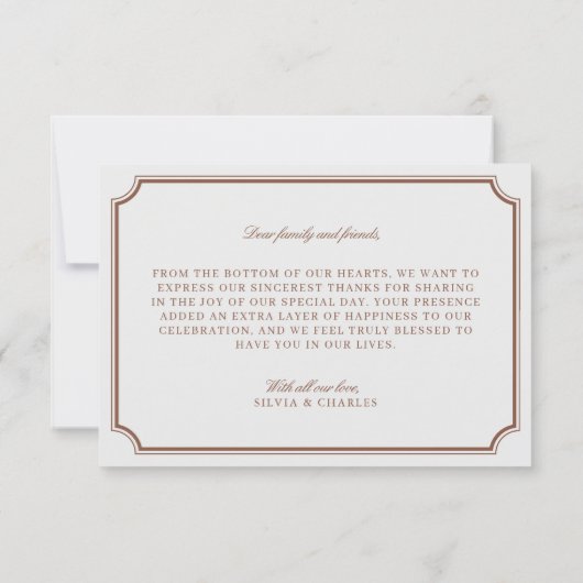  bruin & ecru trouwfoto dank u kaart (Achterkant)