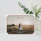 bruin & ecru trouwfoto dank u kaart (Staand voorkant)