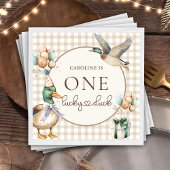 Bruin Een Lucky Duck Ballon 1e Verjaardag Servette Servet