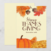 Bruin Eenvoudig Gelukkig Thanksgiving Social Media Kaart (Voorkant / Achterkant)