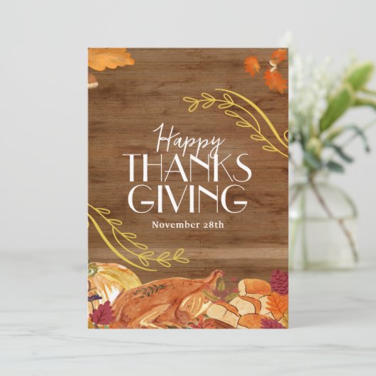 Bruin Eenvoudig Gelukkig Thanksgiving Social Media Kaart (Staand voorkant)