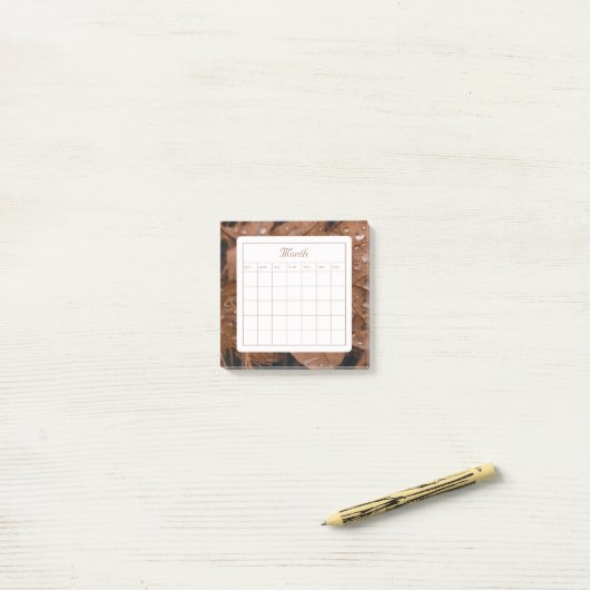 Bruin Eenvoudig Maandelijks schema Kalender Post-it® Notes (Op bureau)